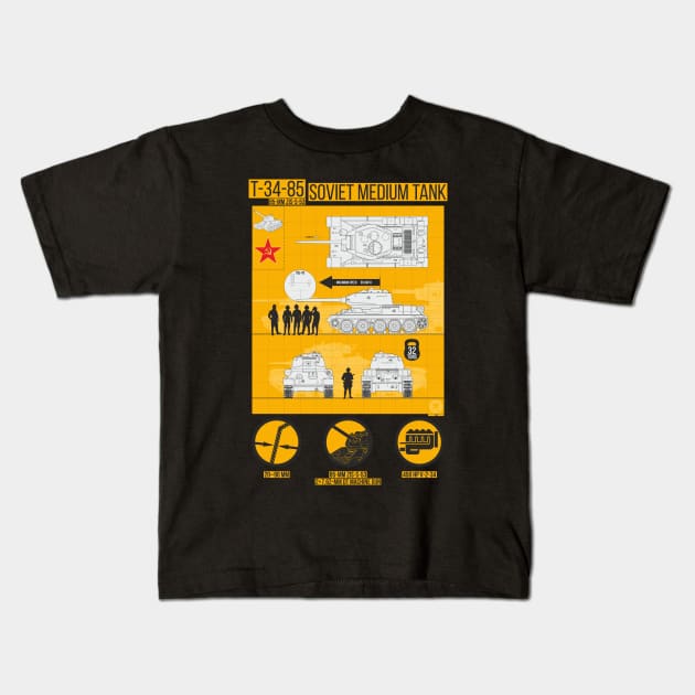 Infographics T 34 85 Kids T-Shirt by FAawRay